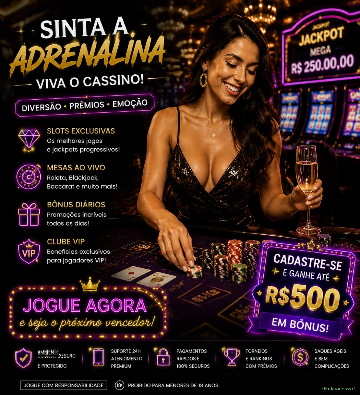 Slots online da Okokcarnaval com jackpots progressivos